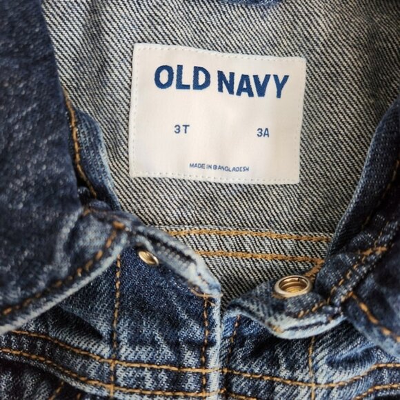 Old Navy Dark Blue Denim Snap Button Jean Jacket Size 3T Unisex - Picture 8 of 9